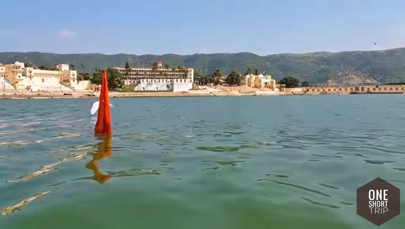 Sacred Pushkar Lake surrounded by ghats Rajasthan