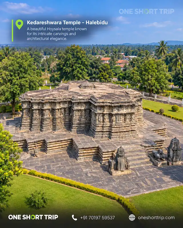 Kedareshwara Temple displaying Hoysala architecture in Halebidu