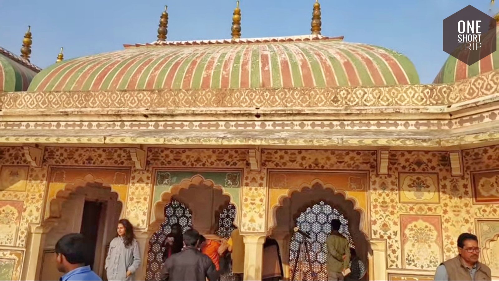 Decorative interior details at Amber Palace in Jaipur
