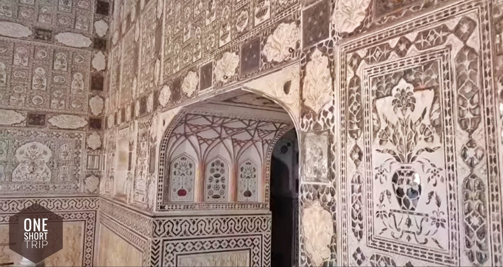Rajput palace courtyard inside Amer Fort
