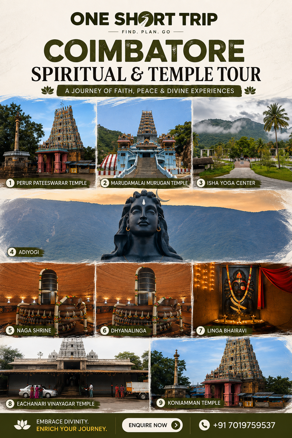 Itineraries 2 Coimbatore Spiritual & Temple Tour