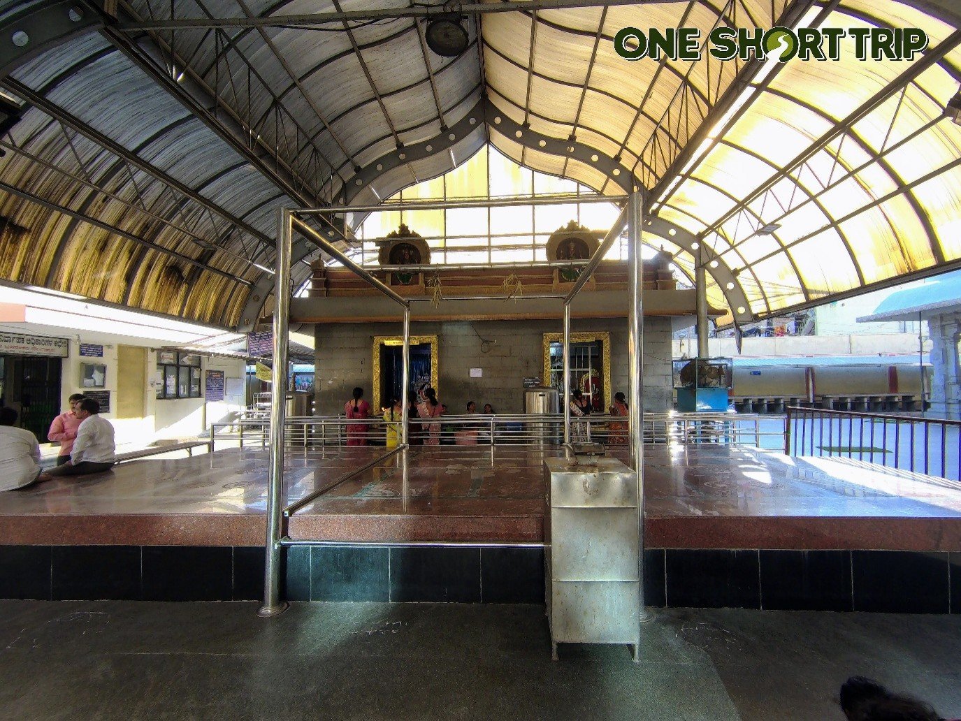 Stone-pillared mandapa at Shree Banashankari Devi Temple, Bengaluru