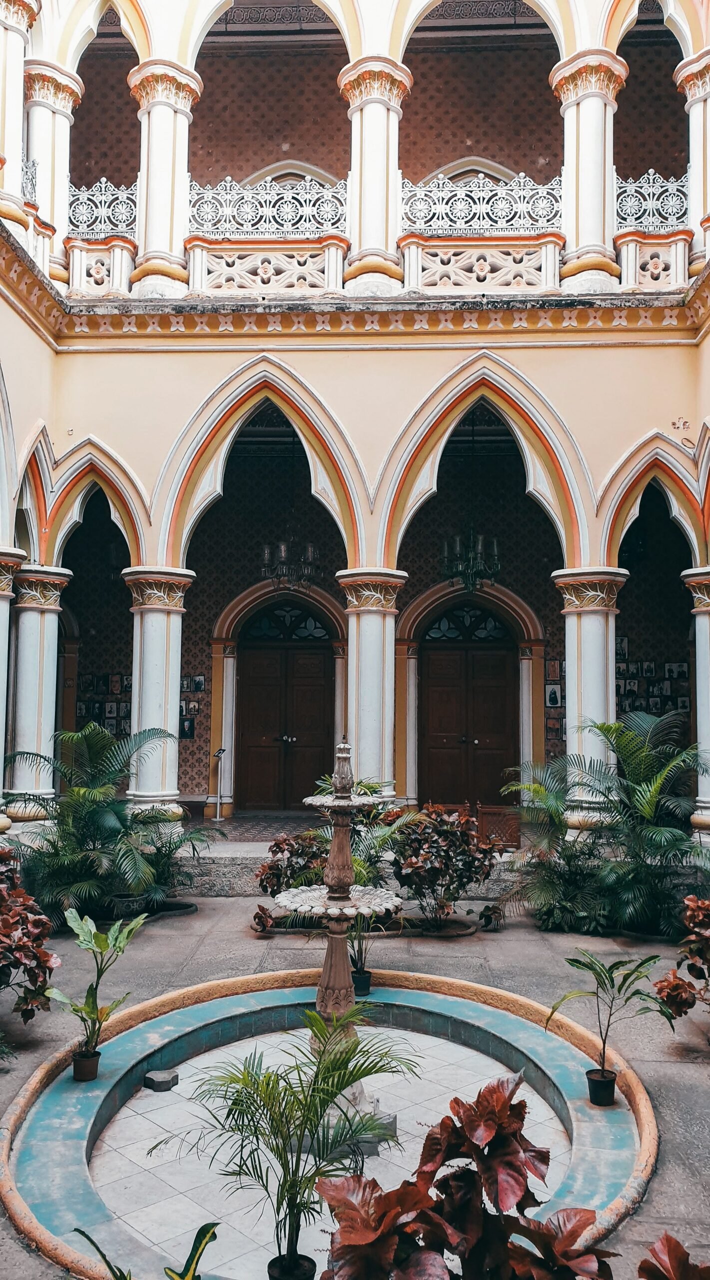 Bangalore Palace 3 Arched courtyard and fountain inside Bangalore Palace