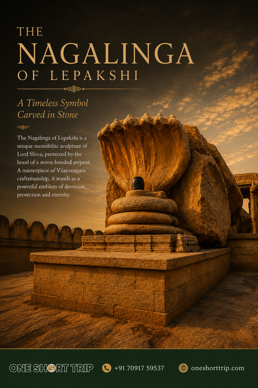 Lepakshi Nagalinga multi hooded serpent stone sculpture