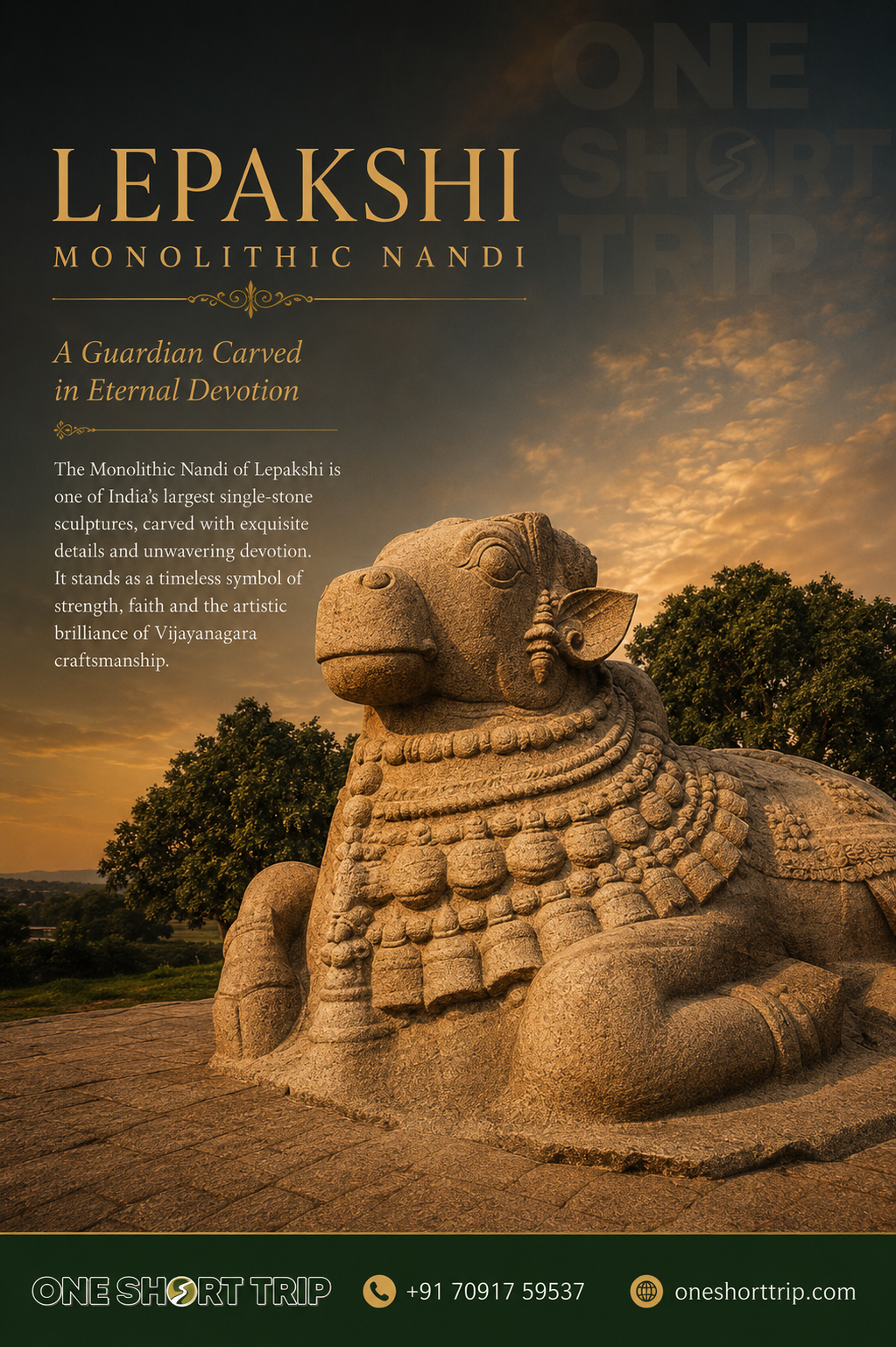 Lepakshi giant monolithic Nandi granite sculpture