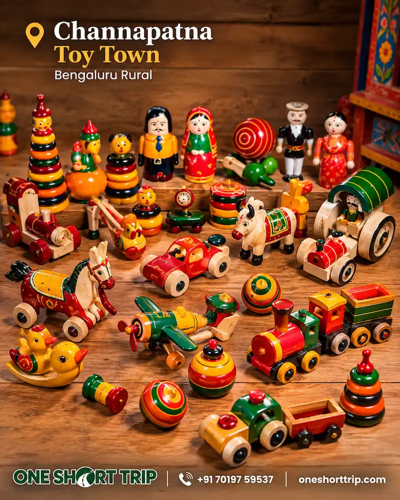 Traditional wooden toys at Channapatna Toy Town
