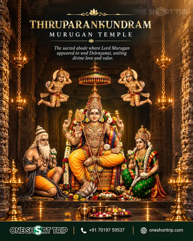 Subramaniya Swamy with Deivanai at Thiruparankundram Murugan Temple