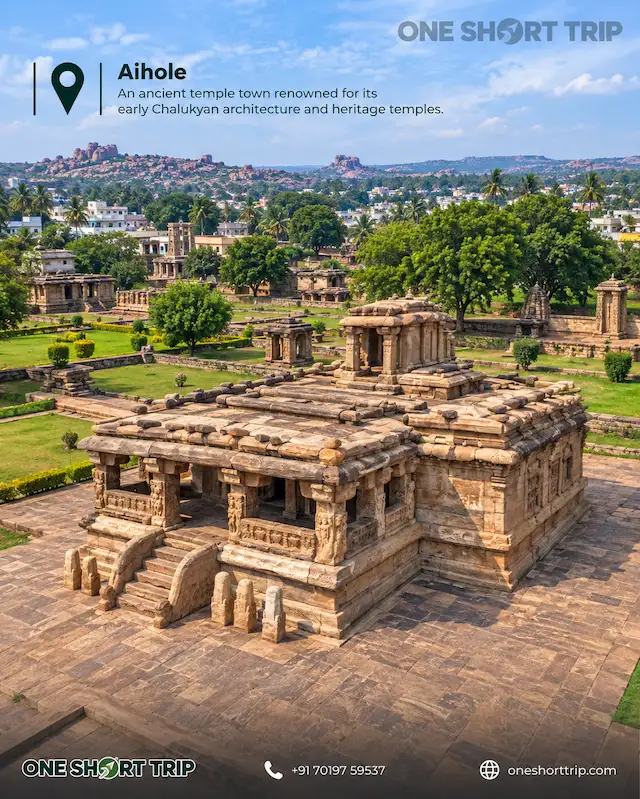 Historic temple complex at Aihole in Karnataka