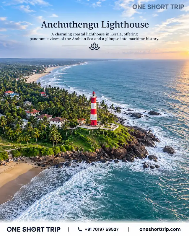 Anchuthengu Lighthouse near Varkala on a tour from Bangalore