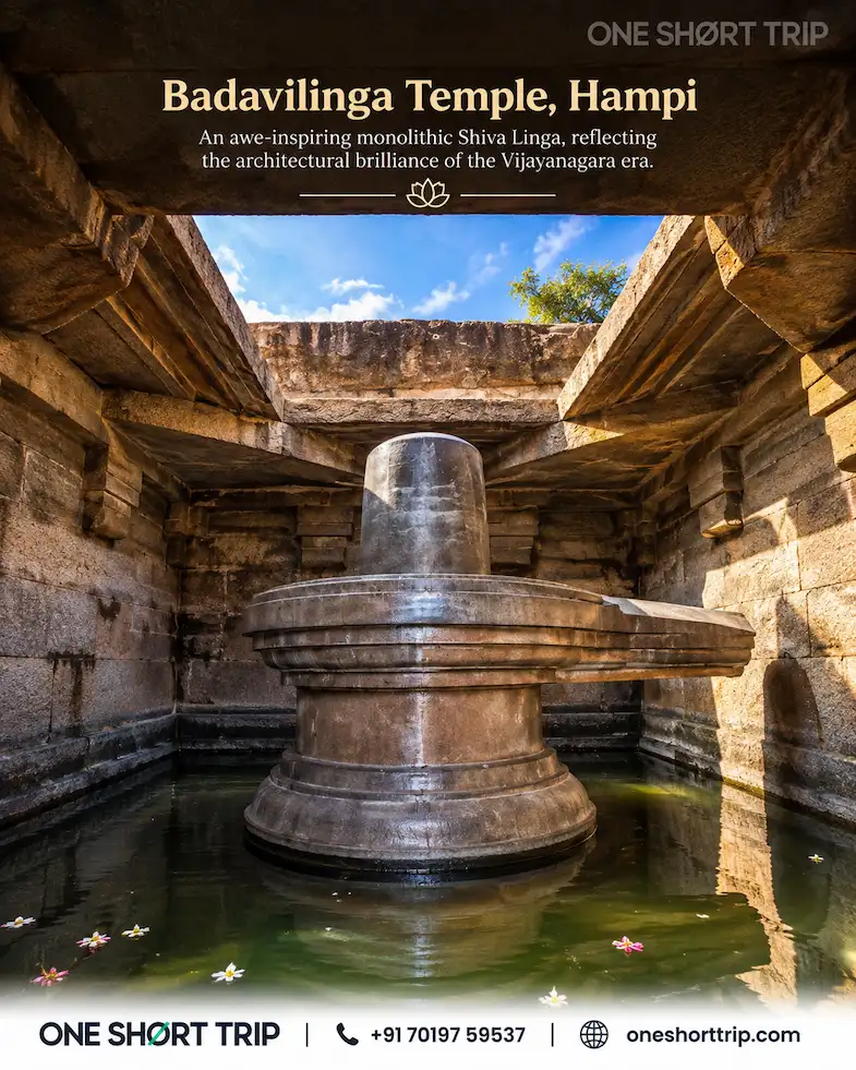 Badavilinga Temple and large Shiva linga in Hampi