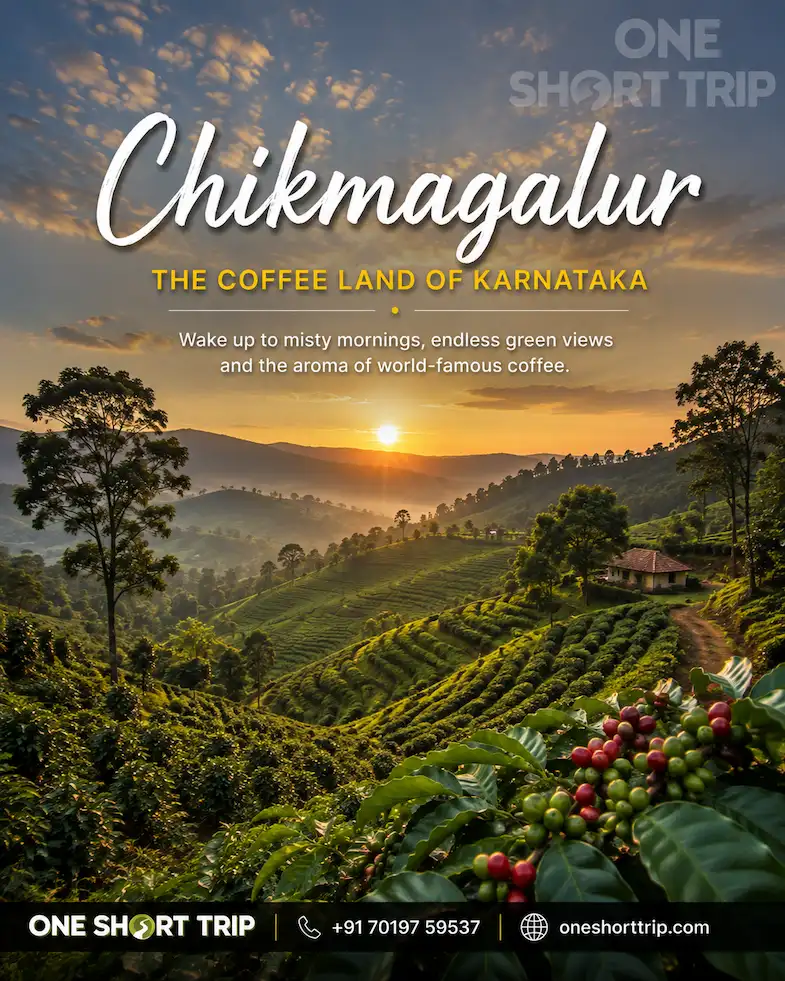 Green hills and countryside of Chikmagalur on a tour from Bangalore