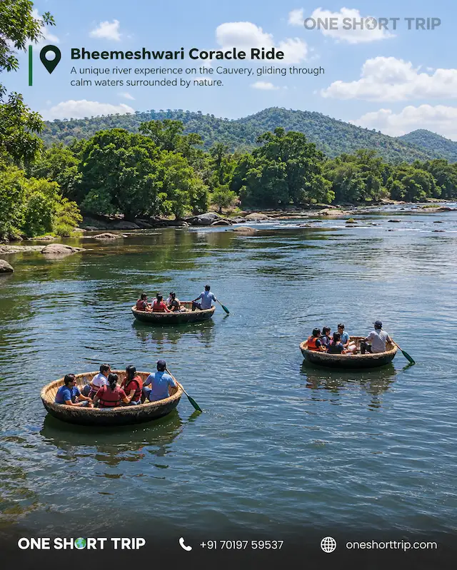 Coracle ride on the Kaveri River at Bheemeshwari