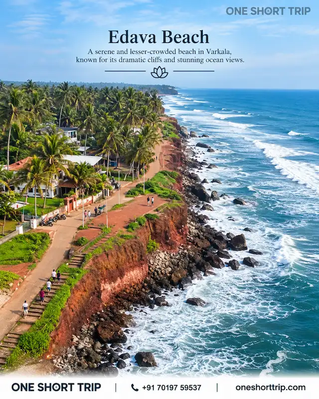 Edava Beach near Varkala on a tour from Bangalore