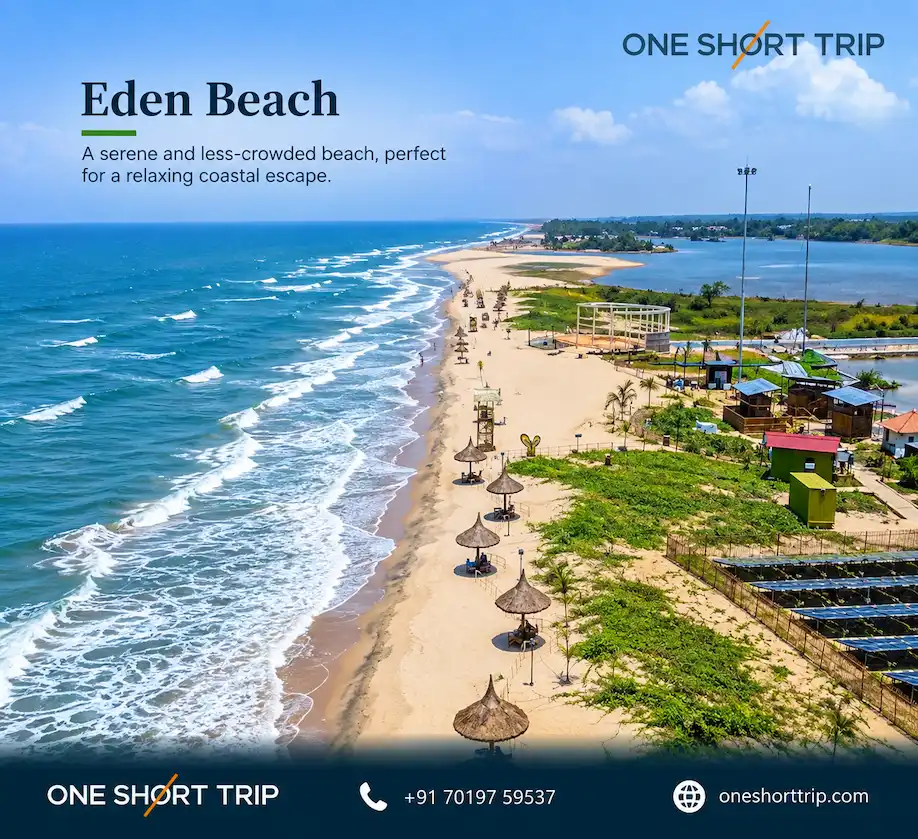 Eden Beach in Pondicherry on a tour from Bangalore