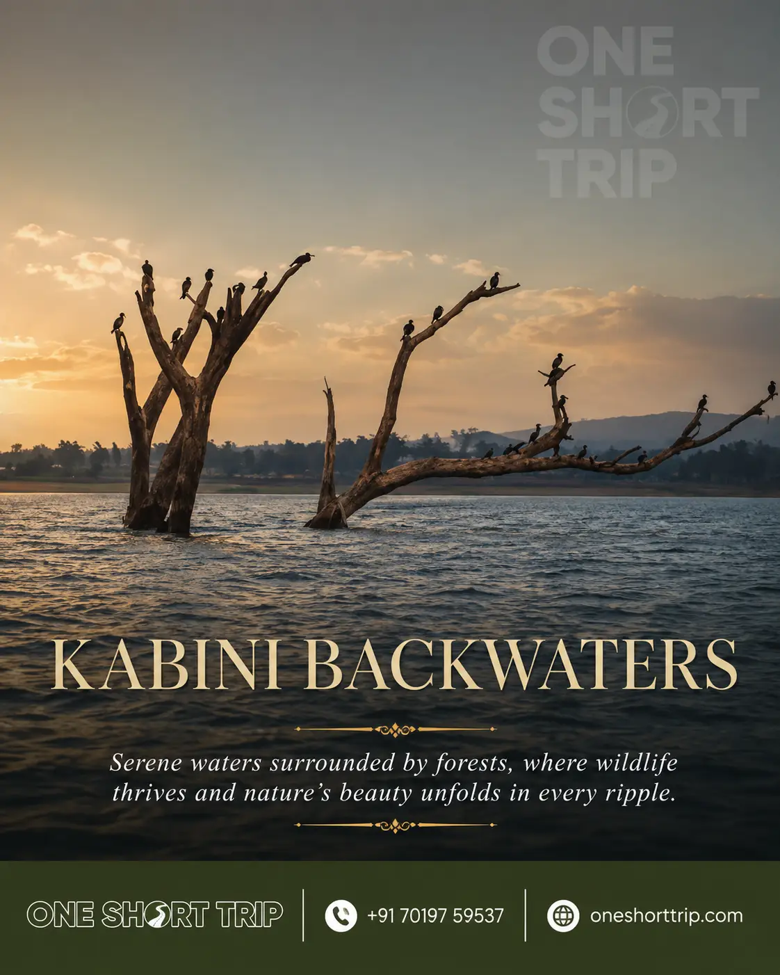 Kabini backwaters and forest landscape on a Wayanad and Kabini tour from Bangalore