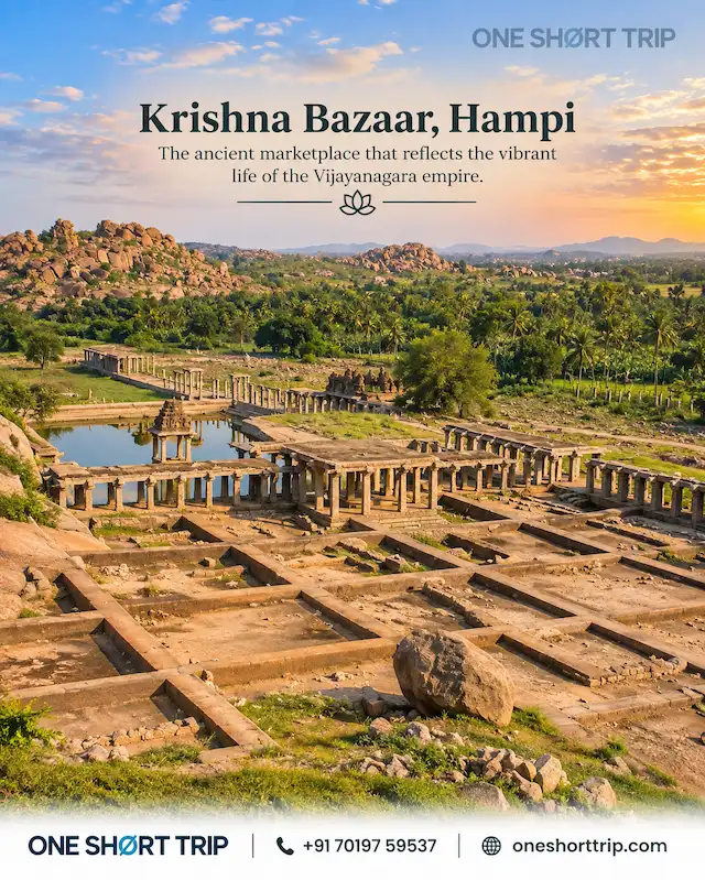 Krishna Bazaar and historic market area in Hampi