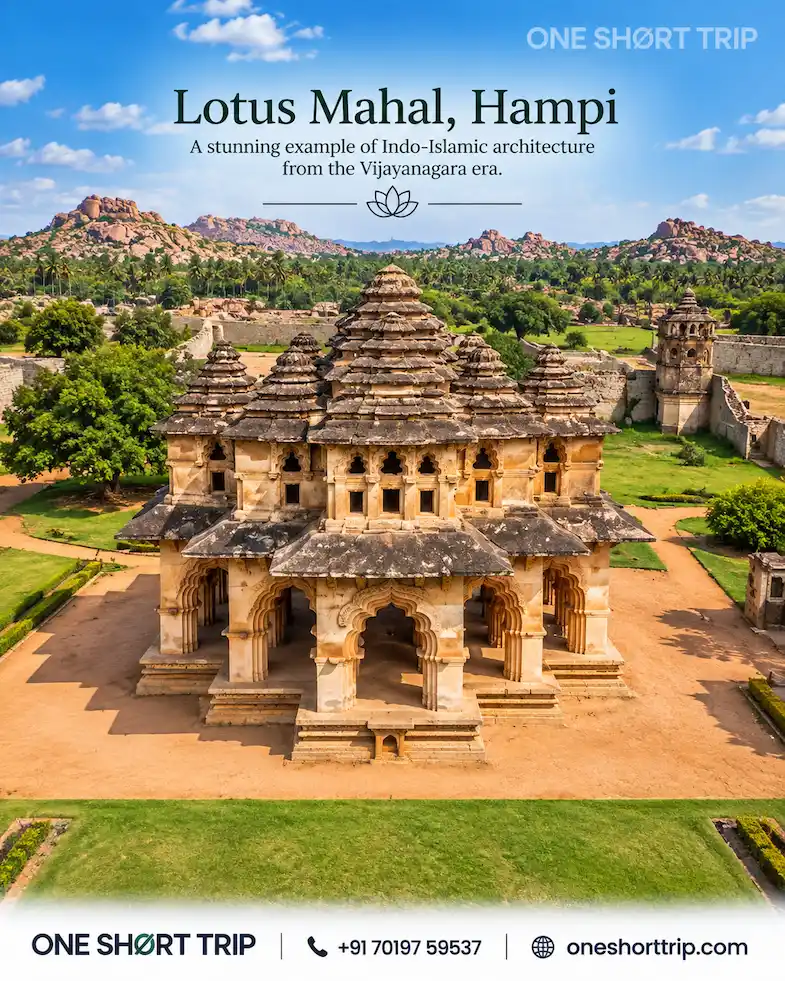 Lotus Mahal in the Zenana Enclosure at Hampi