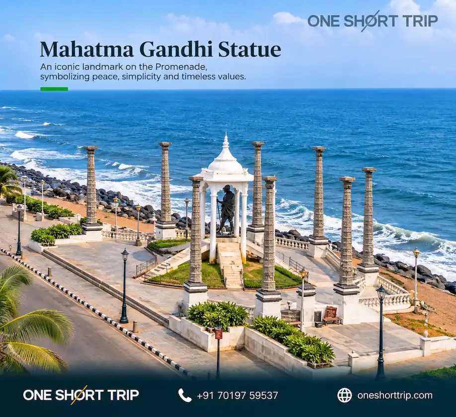 Mahatma Gandhi Statue on the Pondicherry promenade