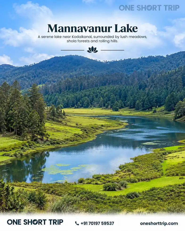 Mannavanur Lake near Kodaikanal on a 4-day tour from Bangalore