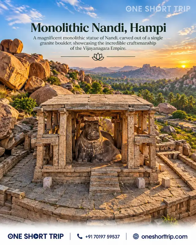 Monolithic Bull near Matanga Hill in Hampi