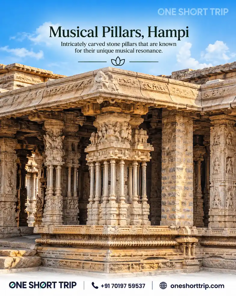 Musical Pillars inside the Vittala Temple complex in Hampi