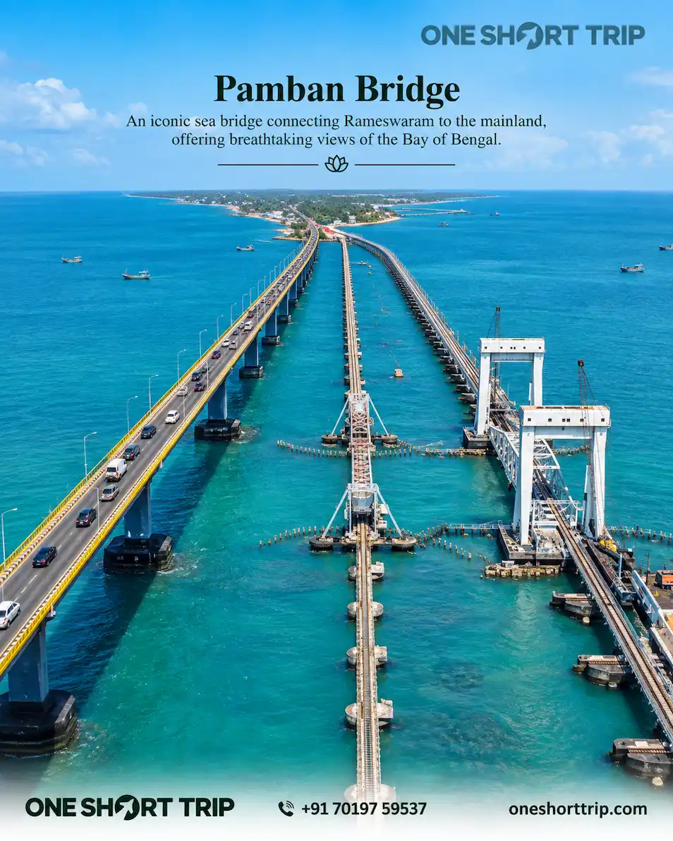 Pamban Bridge and sea crossing at Rameswaram