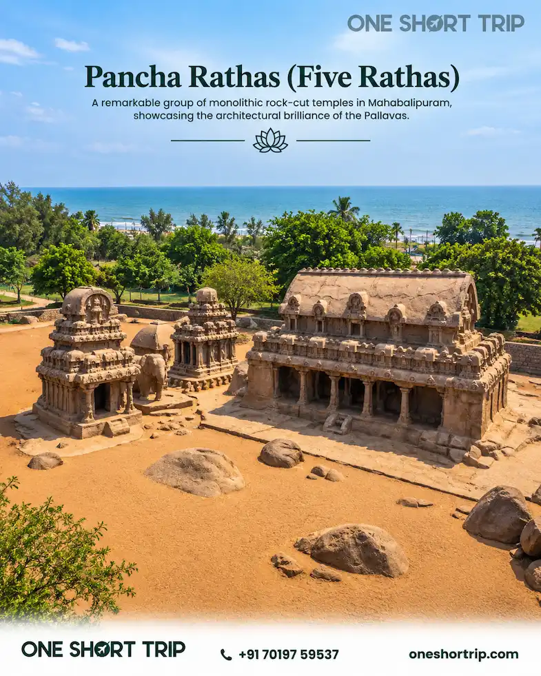 Pancha Rathas monuments in Mahabalipuram