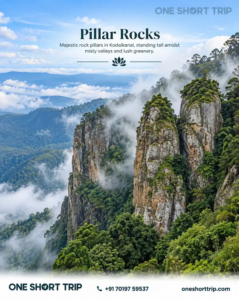 Pillar Rocks in Kodaikanal on a Madurai and Kodaikanal tour