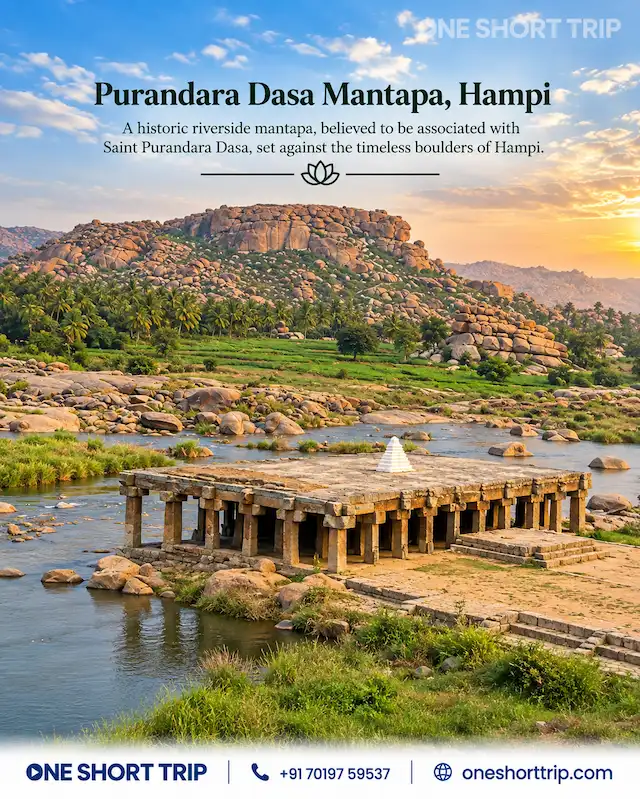 Purandaradasa Mantapa beside the Tungabhadra River in Hampi