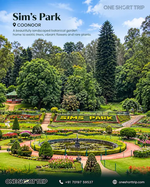 Sim's Park in Coonoor on an Ooty and Coonoor tour