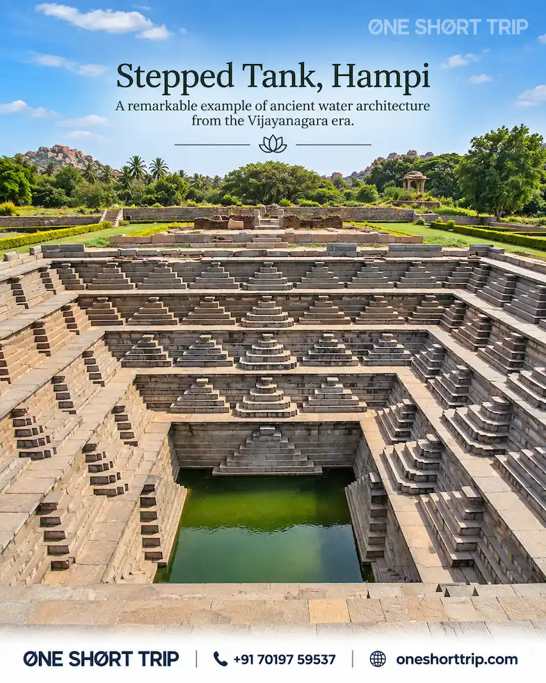 Geometric Stepped Tank in the Royal Enclosure at Hampi