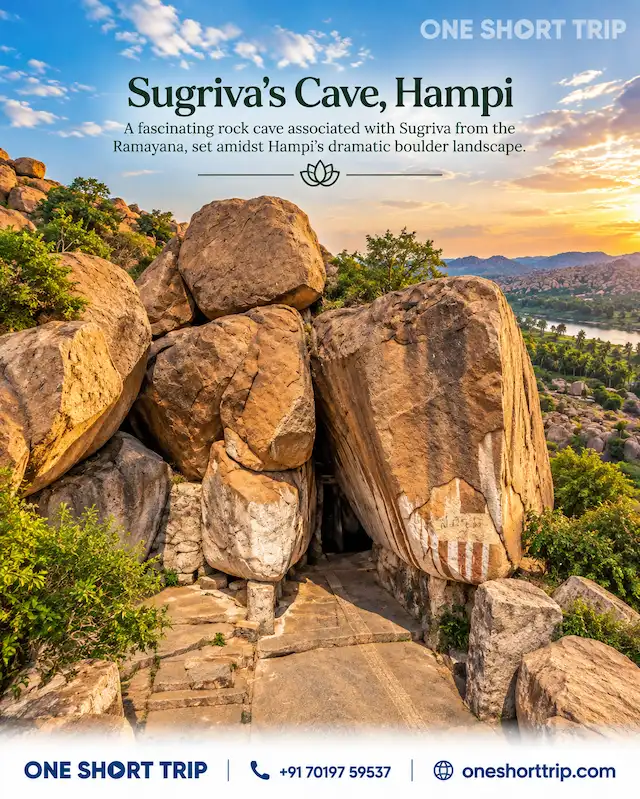 Sugriva Cave in the boulder landscape of Hampi